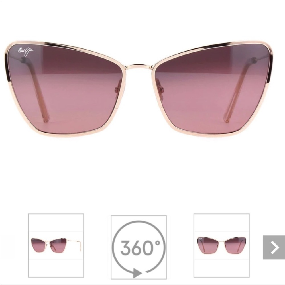 Maui Jim super thin cat eyed rose tinted glasses.